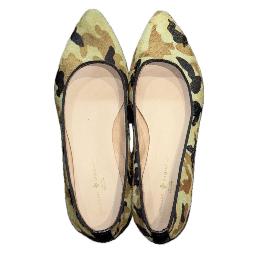 MERCANTI FIORENTINI Italy Camo Calf Hair Pointed Toe Ballet Flats | Women's 8.5